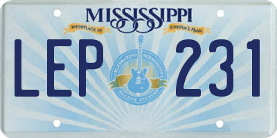 MS license plate LEP231