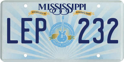 MS license plate LEP232