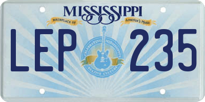 MS license plate LEP235