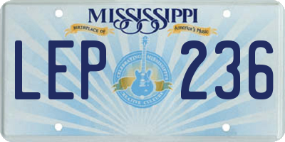 MS license plate LEP236
