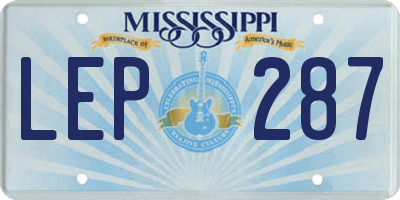 MS license plate LEP287