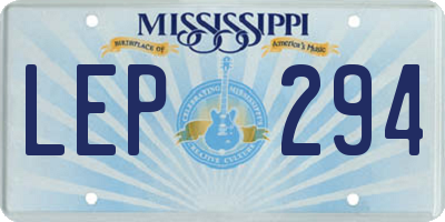 MS license plate LEP294