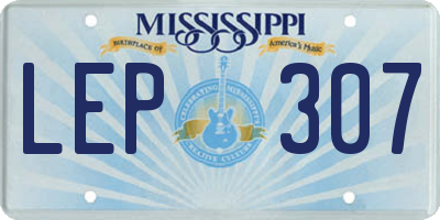 MS license plate LEP307