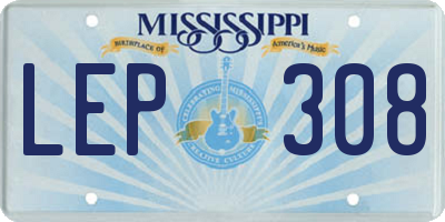 MS license plate LEP308