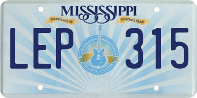 MS license plate LEP315