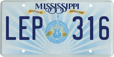 MS license plate LEP316