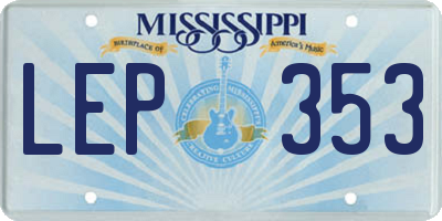 MS license plate LEP353