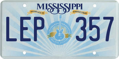 MS license plate LEP357