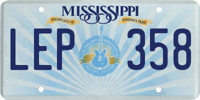 MS license plate LEP358