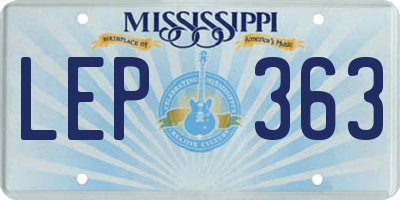 MS license plate LEP363