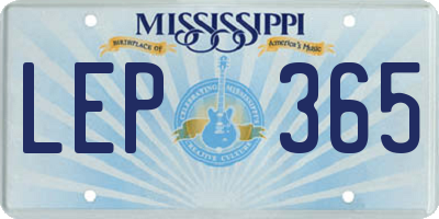 MS license plate LEP365