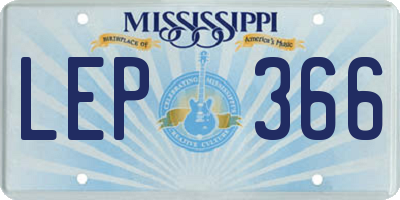 MS license plate LEP366