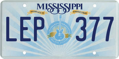 MS license plate LEP377