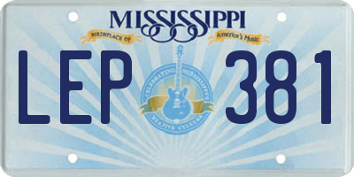 MS license plate LEP381