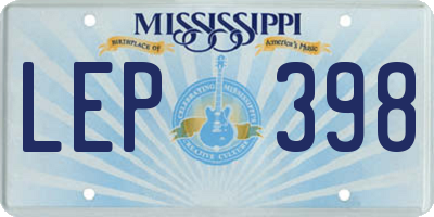 MS license plate LEP398