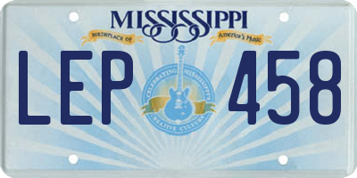 MS license plate LEP458