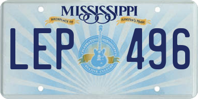 MS license plate LEP496