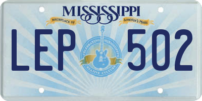 MS license plate LEP502