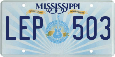 MS license plate LEP503