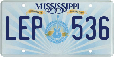 MS license plate LEP536