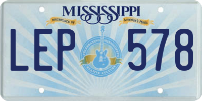 MS license plate LEP578