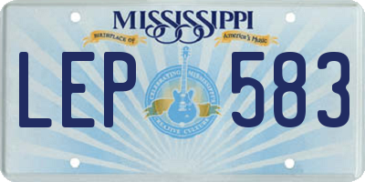 MS license plate LEP583