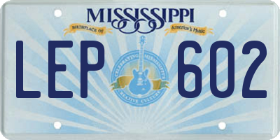 MS license plate LEP602