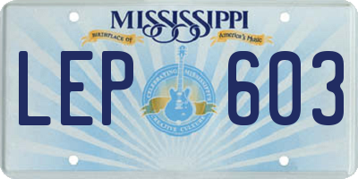 MS license plate LEP603