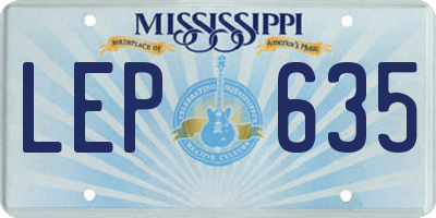 MS license plate LEP635