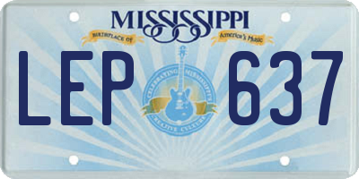 MS license plate LEP637