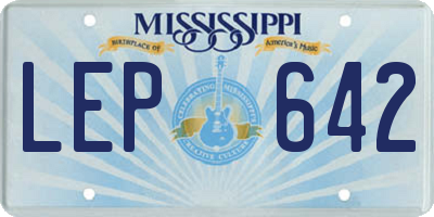 MS license plate LEP642