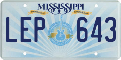 MS license plate LEP643