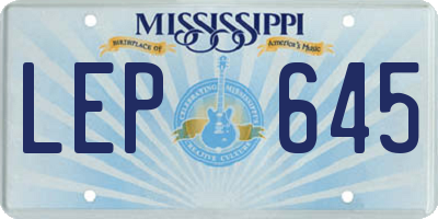 MS license plate LEP645