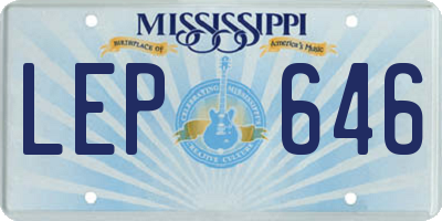 MS license plate LEP646