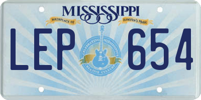 MS license plate LEP654