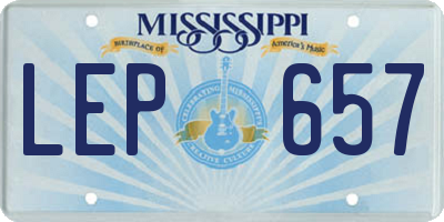 MS license plate LEP657