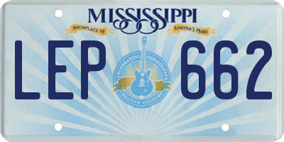 MS license plate LEP662