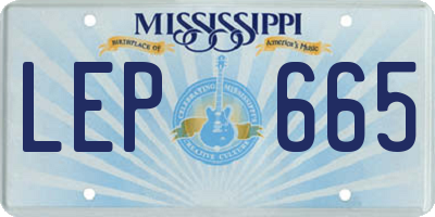 MS license plate LEP665