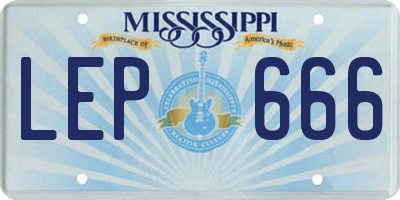 MS license plate LEP666