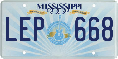 MS license plate LEP668