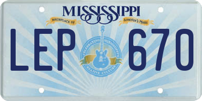 MS license plate LEP670