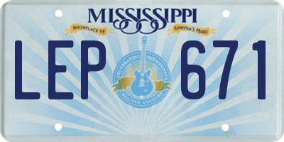 MS license plate LEP671