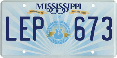 MS license plate LEP673
