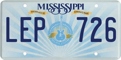 MS license plate LEP726