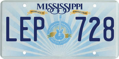 MS license plate LEP728