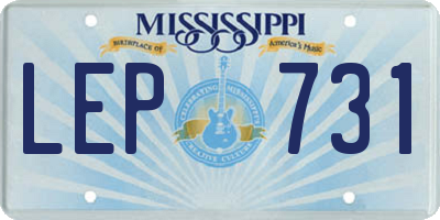 MS license plate LEP731