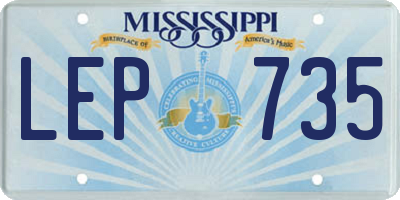 MS license plate LEP735