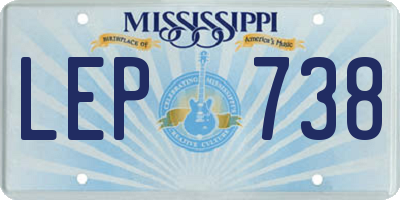 MS license plate LEP738