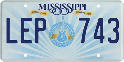 MS license plate LEP743