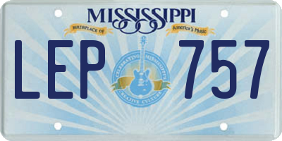 MS license plate LEP757
